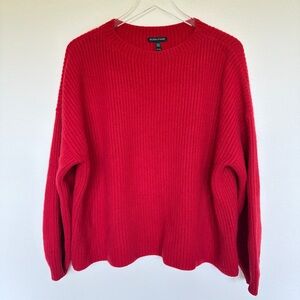 Eileen Fisher 100% Cashmere Fisherman Crewneck Red Sweater | XL